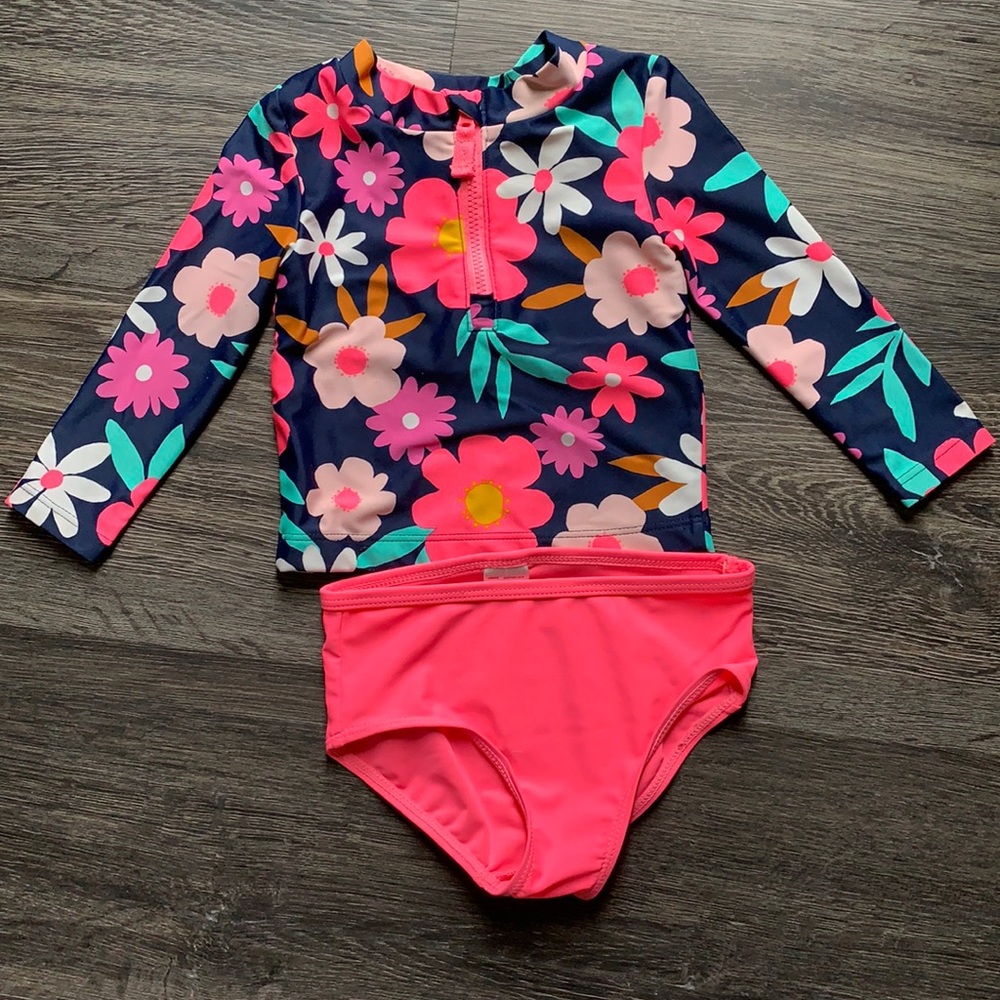 COPY - Little Girl long Sleeve Rash Guard with Bottoms - 9m